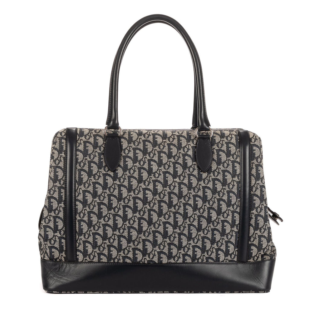 Dior Large Trotter Frame Bag Beige Navy Pattern Canvas — view 4