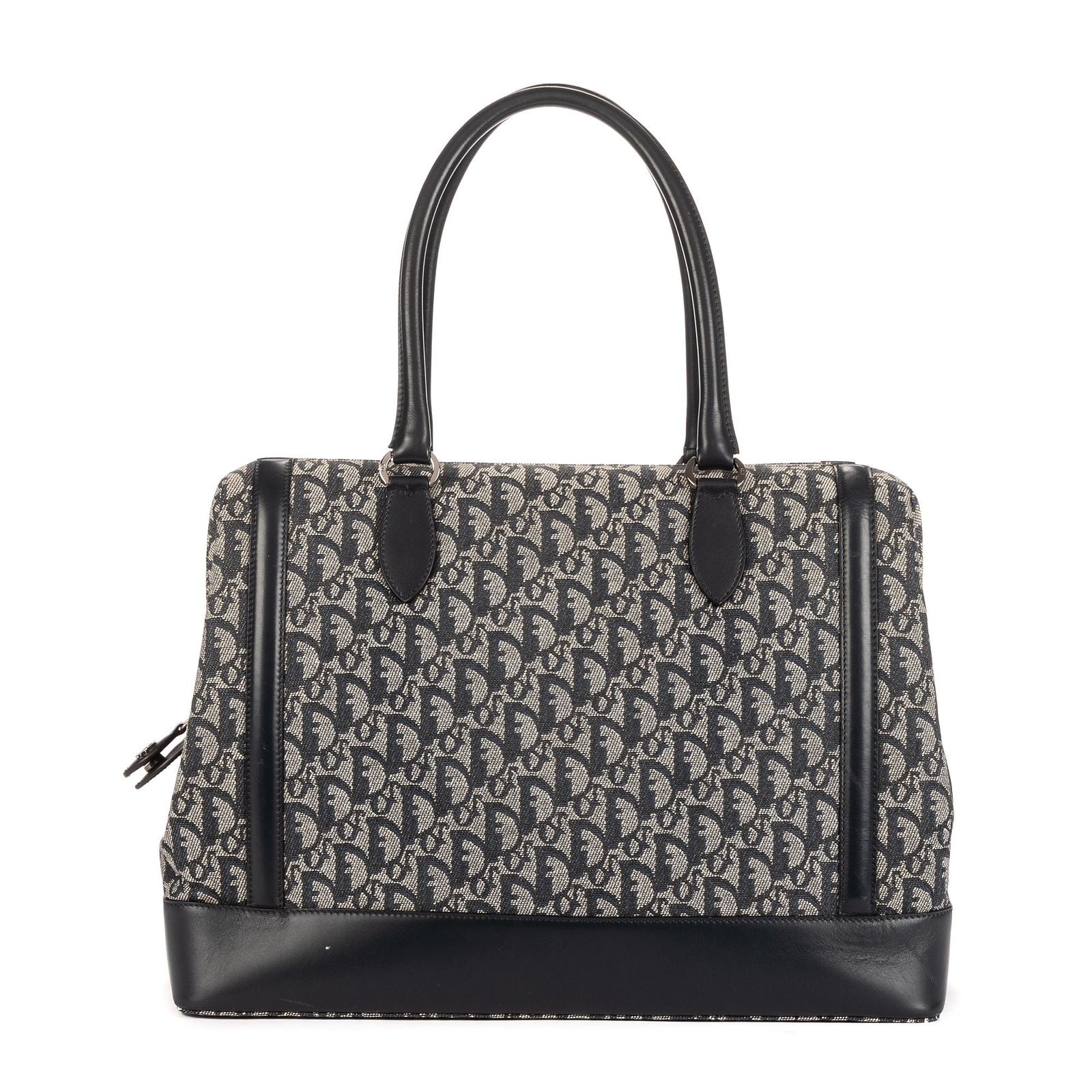 Dior Large Trotter Frame Bag Beige Navy Pattern Canvas