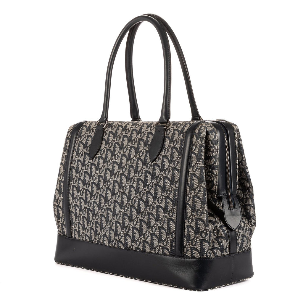 Dior Large Trotter Frame Bag Beige Navy Pattern Canvas — view 2