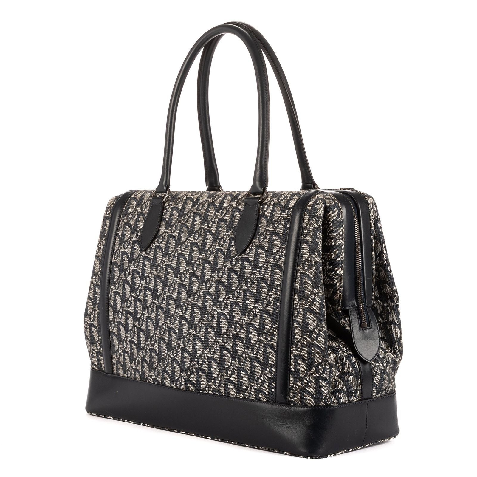 Dior Large Trotter Frame Bag Beige Navy Pattern Canvas — view 2