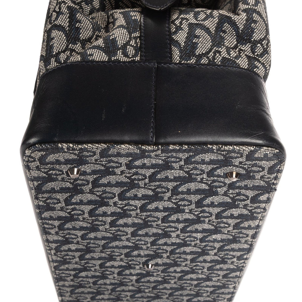 Dior Large Trotter Frame Bag Beige Navy Pattern Canvas — view 8