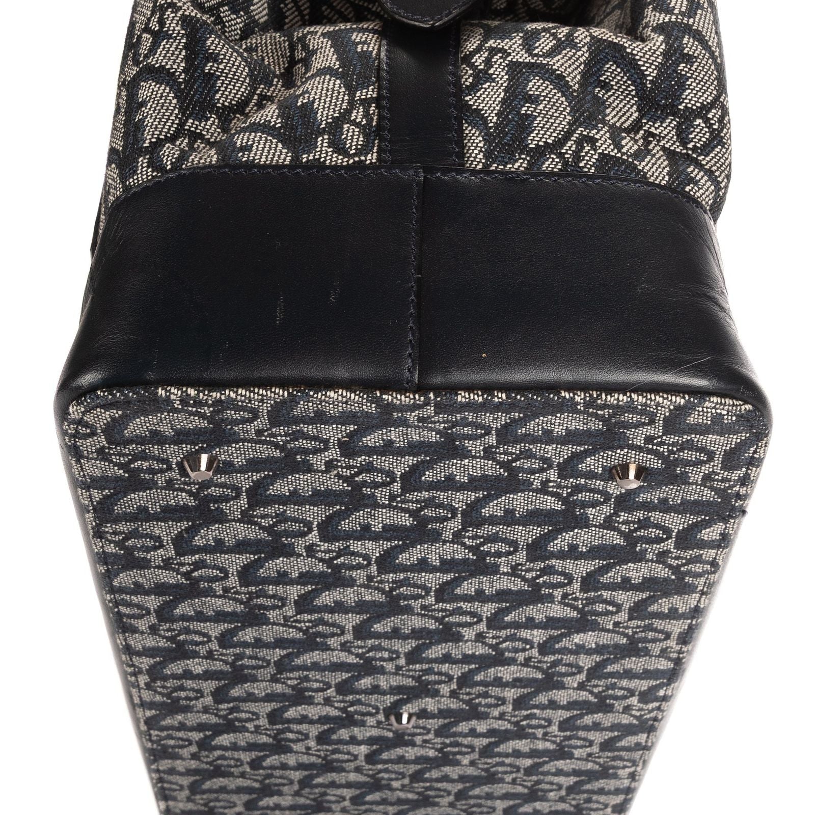 Dior Large Trotter Frame Bag Beige Navy Pattern Canvas — view 8