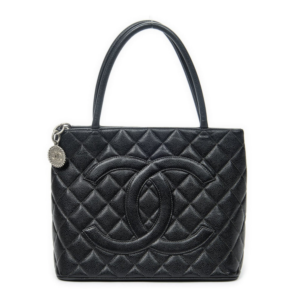 Chanel Timeless Medallion Tote Black Quilted Caviar Leather