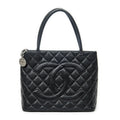 Chanel Timeless Medallion Tote Black Quilted Caviar Leather