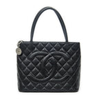 Chanel Timeless Medallion Tote Black Quilted Caviar Leather