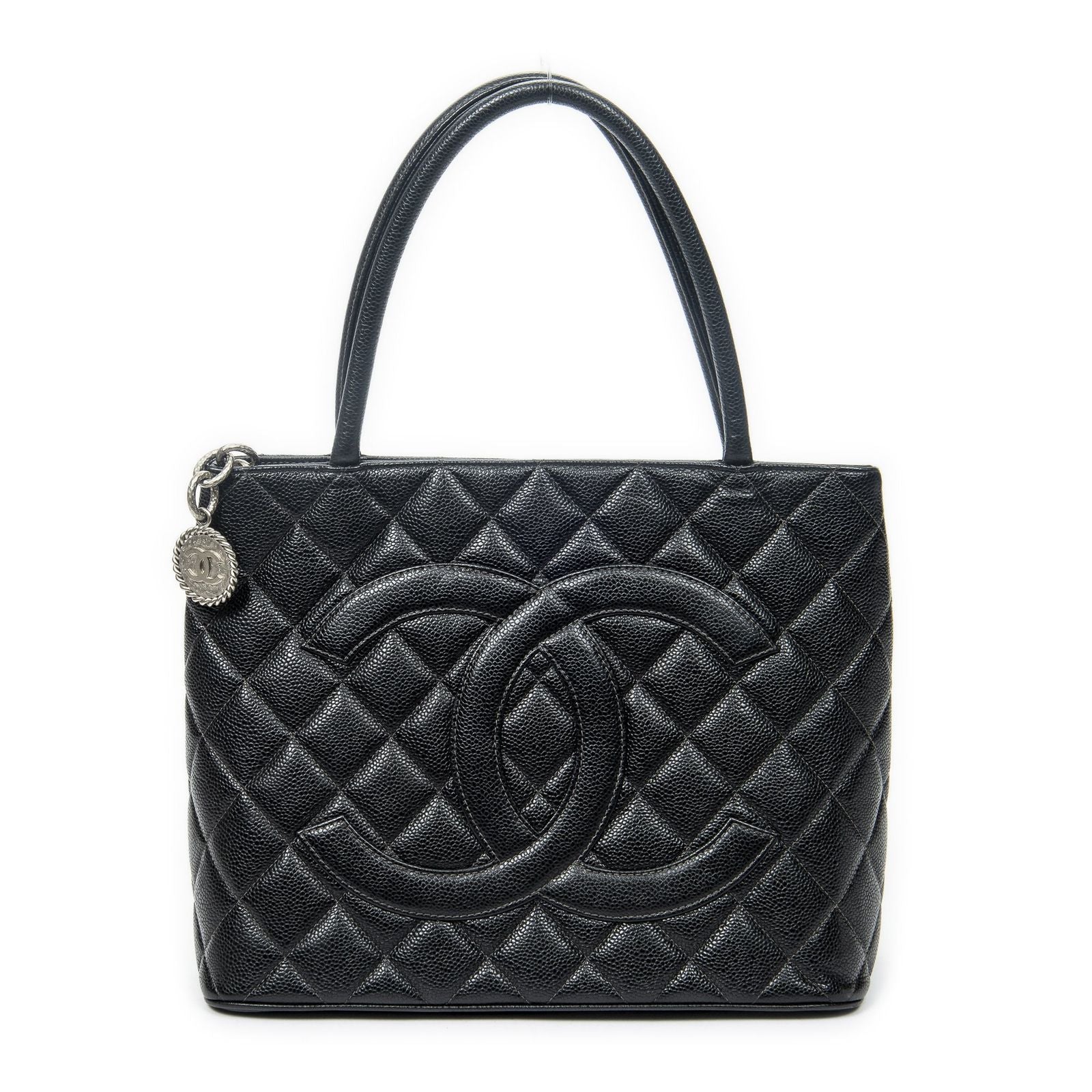 Chanel Timeless Medallion Tote Black Quilted Caviar Leather