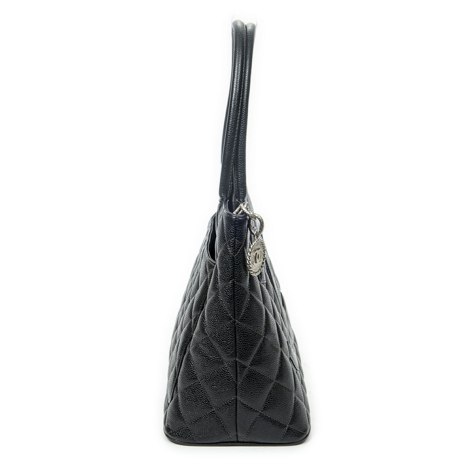 Chanel Timeless Medallion Tote Black Quilted Caviar Leather — view 4