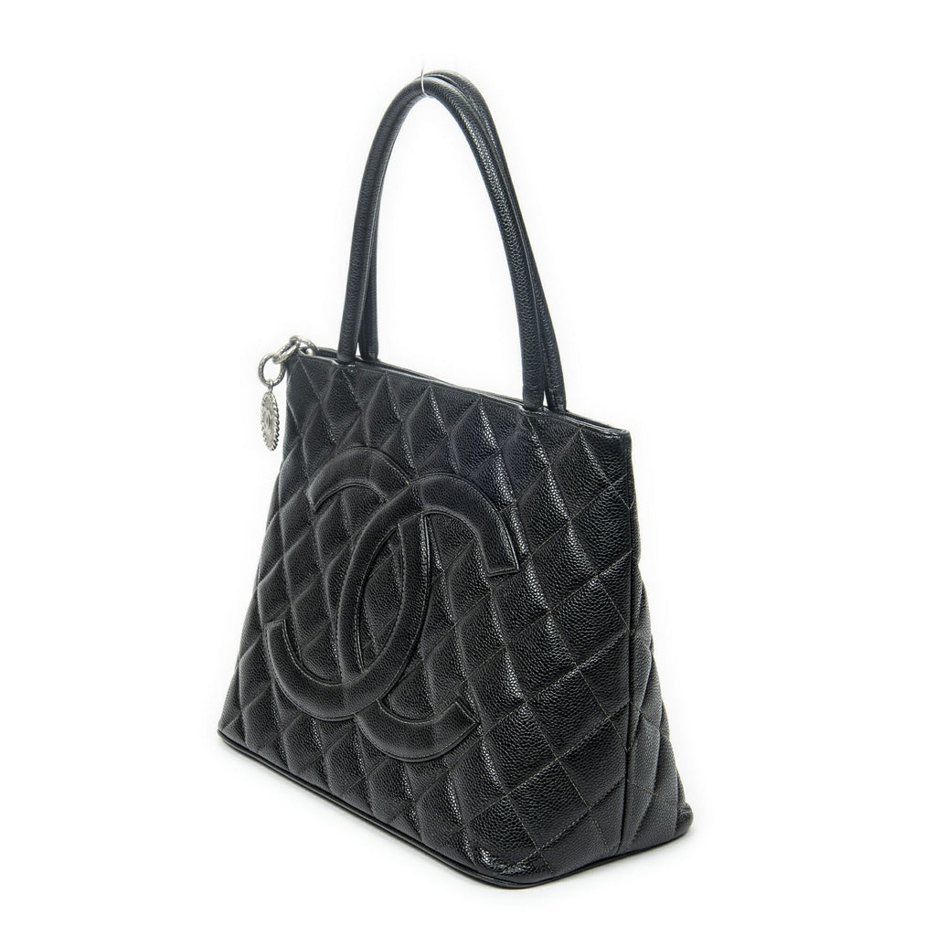 Chanel Timeless Medallion Tote Black Quilted Caviar Leather — view 2
