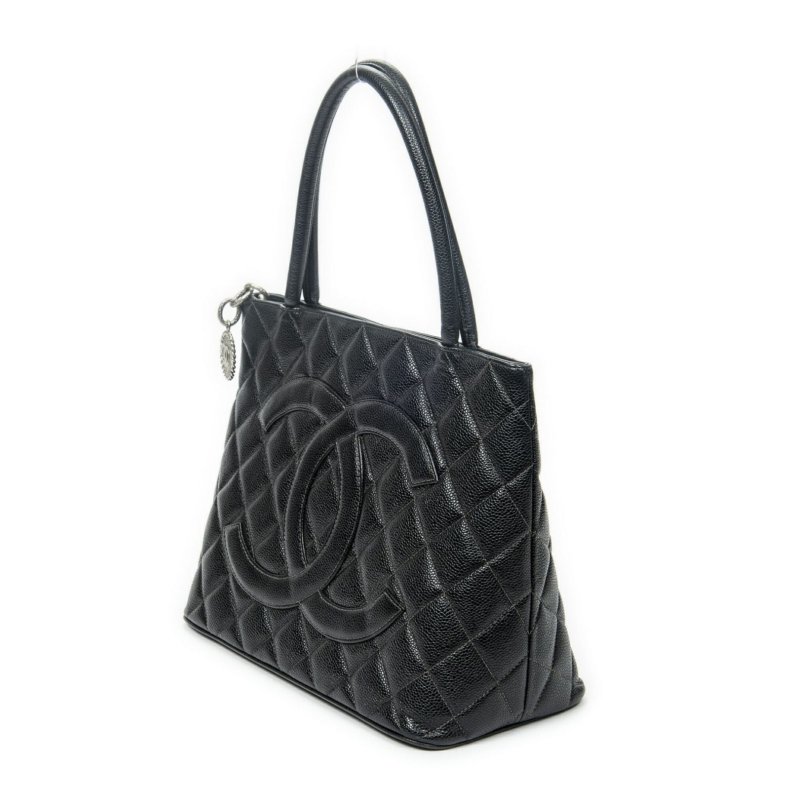 Chanel Timeless Medallion Tote Black Quilted Caviar Leather — view 2
