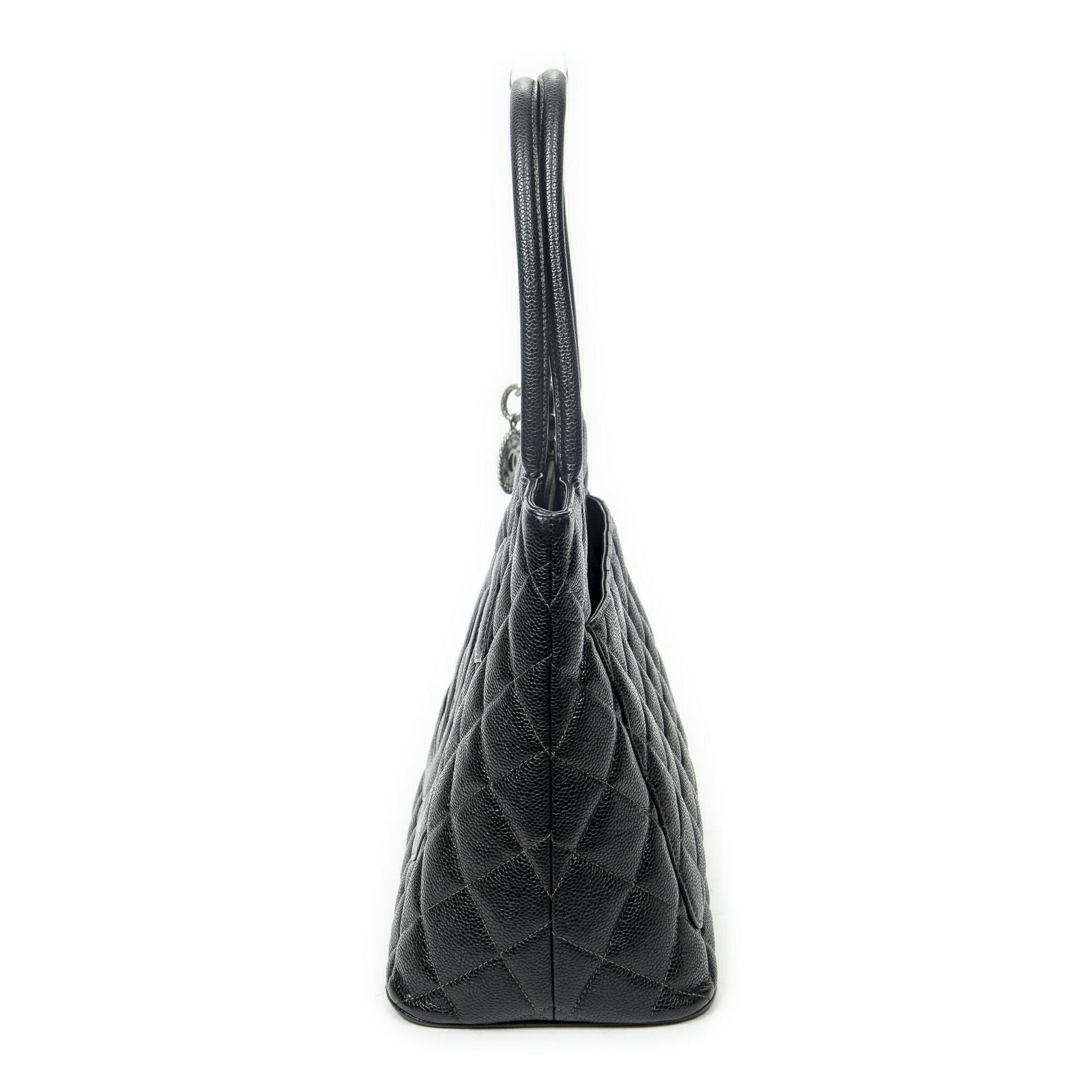 Chanel Timeless Medallion Tote Black Quilted Caviar Leather — view 3