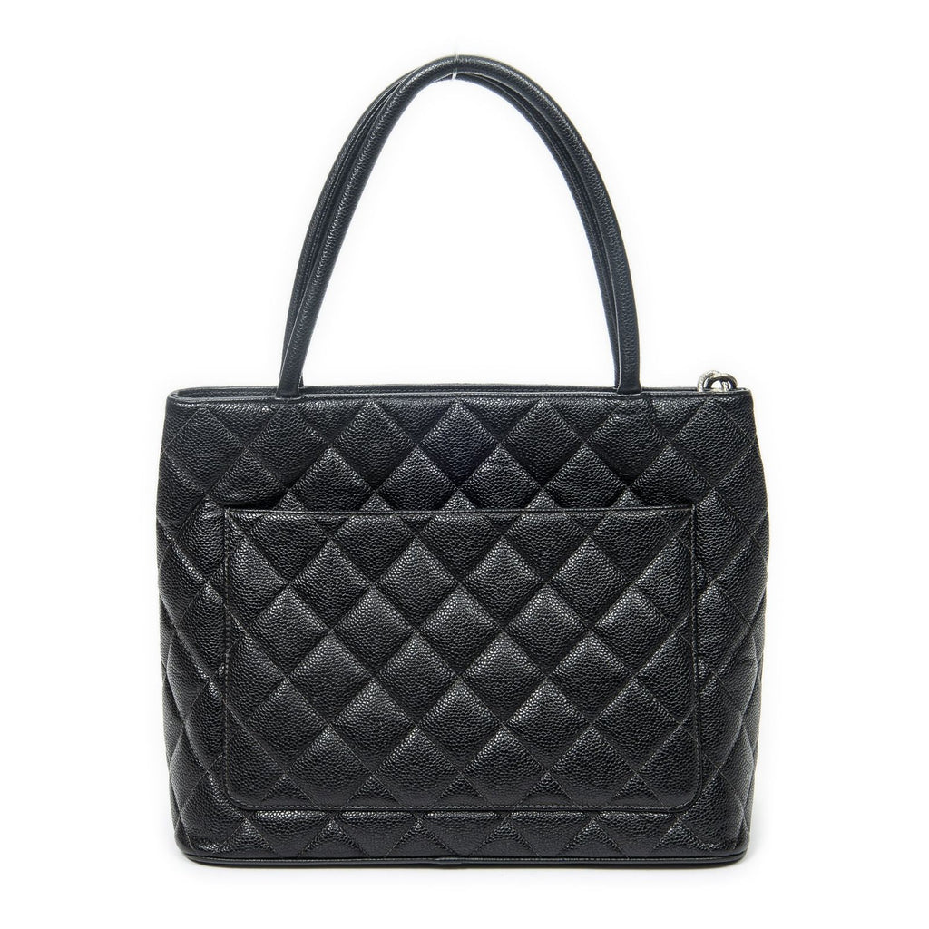 Chanel Timeless Medallion Tote Black Quilted Caviar Leather — view 5
