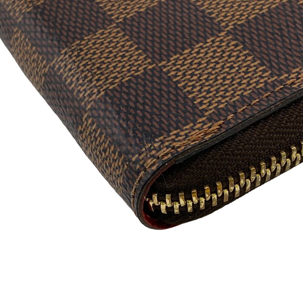 Louis Vuitton Portefeuille Clemence Zip Around Damier Leather Wallet Brown — view 5