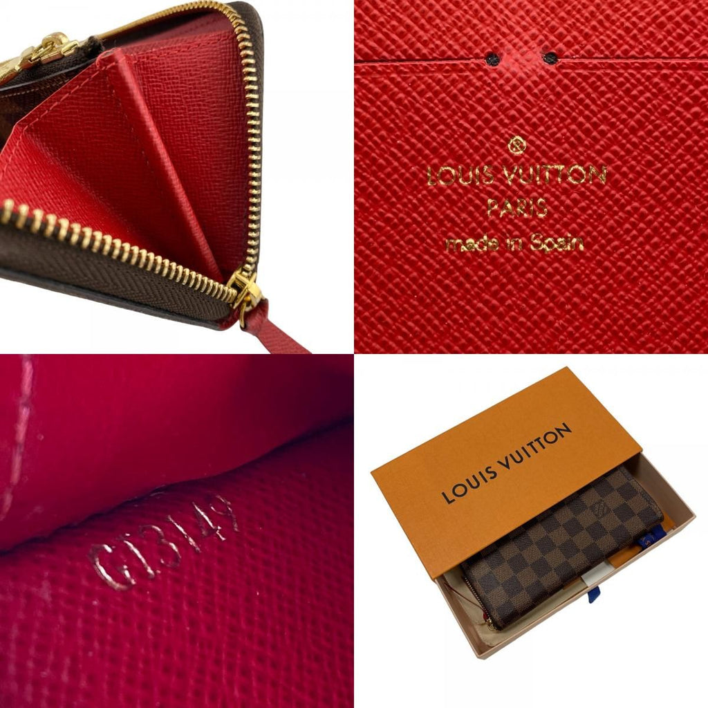 Louis Vuitton Portefeuille Clemence Zip Around Damier Leather Wallet Brown — view 8