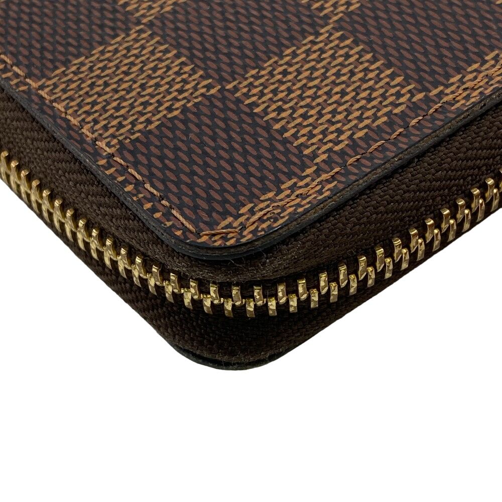 Louis Vuitton Portefeuille Clemence Zip Around Damier Leather Wallet Brown — view 4