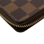 Louis Vuitton Portefeuille Clemence Zip Around Damier Leather Wallet Brown — view 4