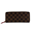 Louis Vuitton Portefeuille Clemence Zip Around Damier Leather Wallet Brown