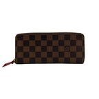 Louis Vuitton Portefeuille Clemence Zip Around Damier Leather Wallet Brown