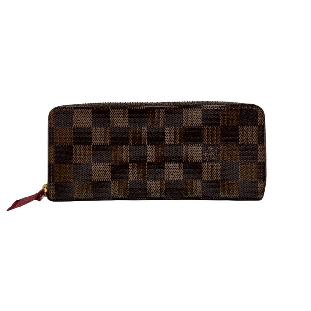Louis Vuitton Portefeuille Clemence Zip Around Damier Leather Wallet Brown