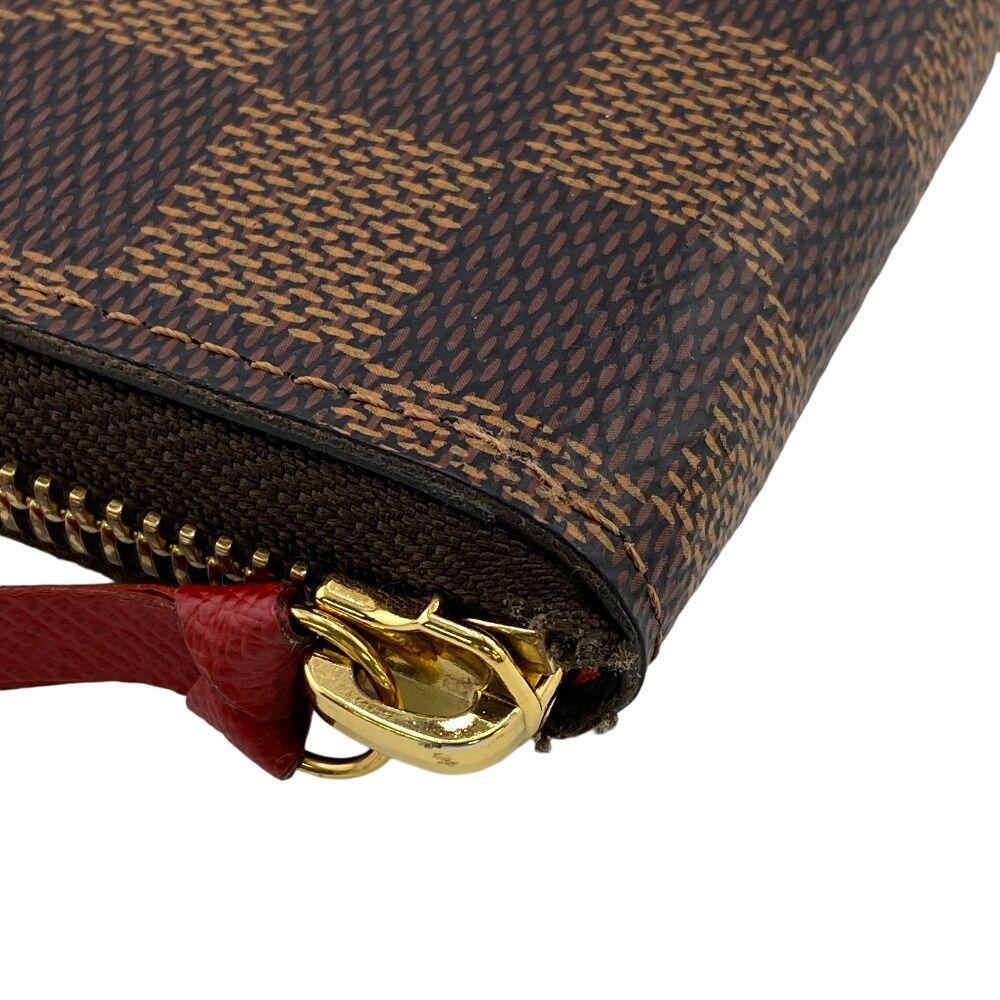 Louis Vuitton Portefeuille Clemence Zip Around Damier Leather Wallet Brown — view 3