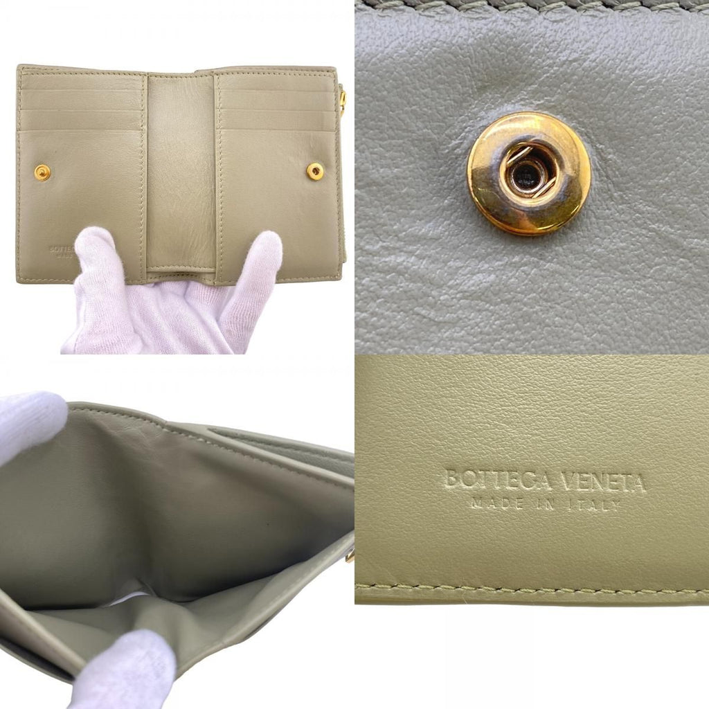 Bottega Veneta Maxi Intrecciato Bifold Wallet Coin Purse Bill Green — view 8