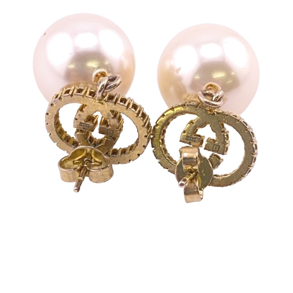 Gucci Interlocking Rhinestone Earrings Gold — view 4