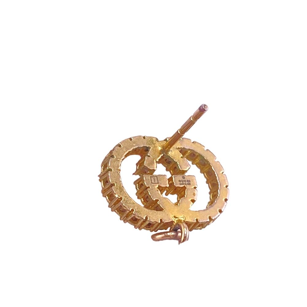 Gucci Interlocking Rhinestone Earrings Gold — view 5