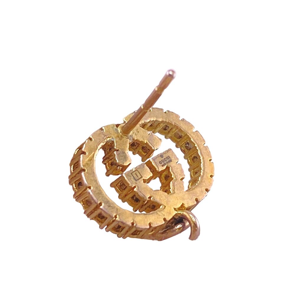 Gucci Interlocking Rhinestone Earrings Gold — view 6
