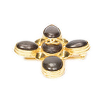 Chanel CC Stone Cross Brooch Gold Brown Plated — view 3