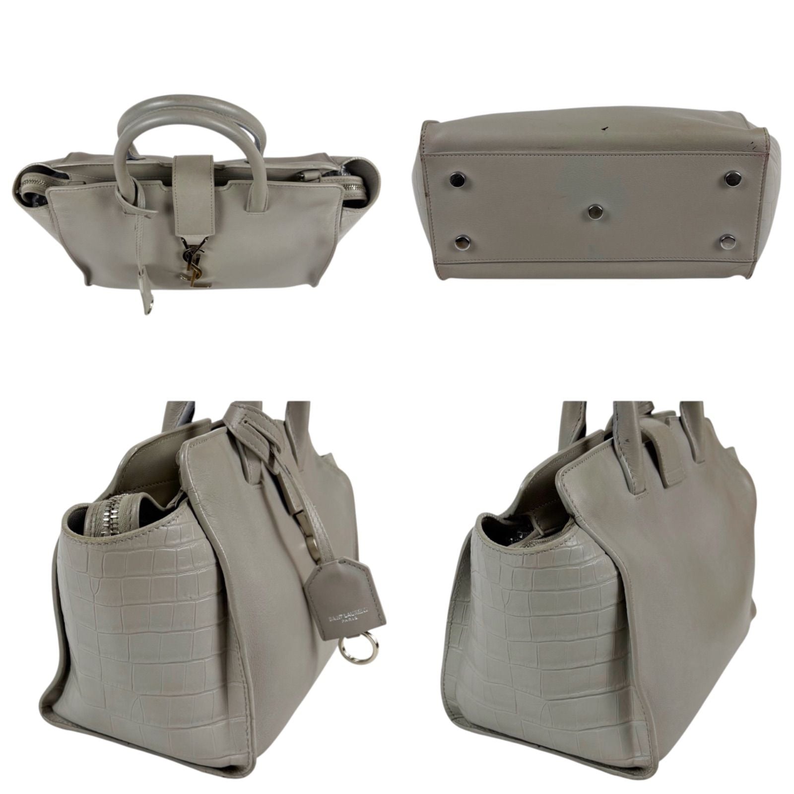 Saint Laurent Paris Baby Downtown Cabas Croco Handbag — view 3