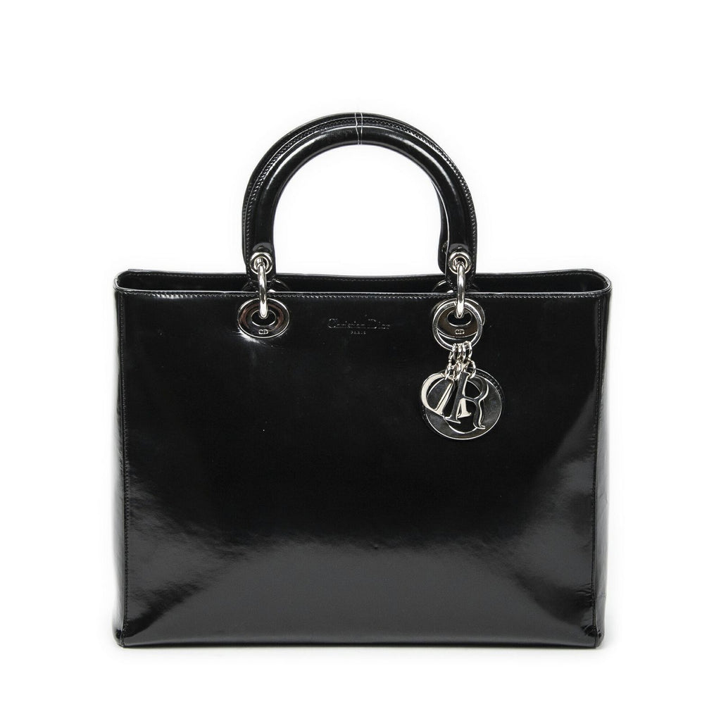 Dior Lady Dior Zip Black Smooth Leather Handbag