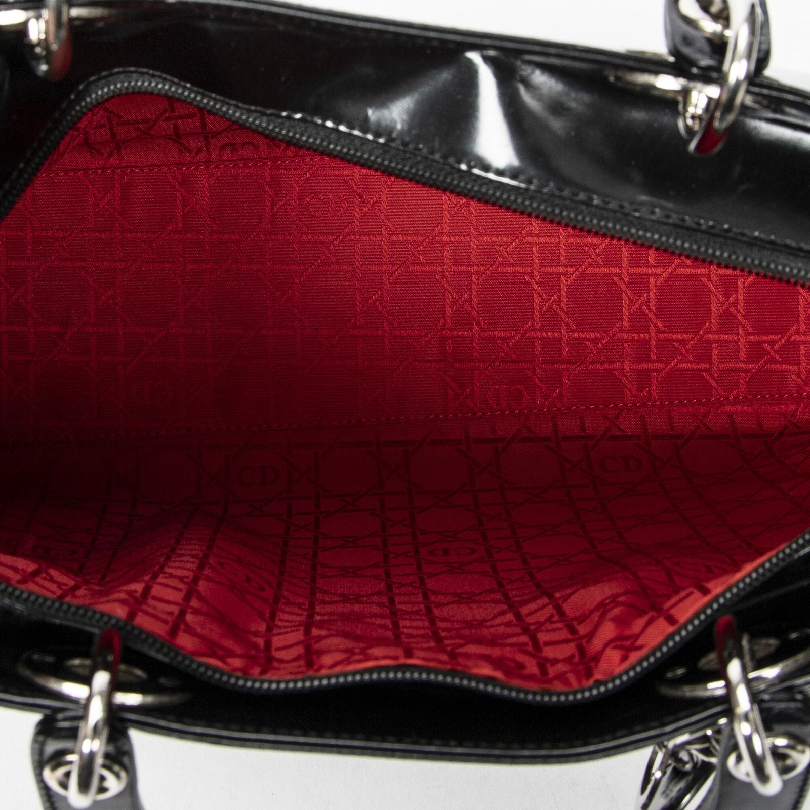 Dior Lady Dior Zip Black Smooth Leather Handbag — view 9