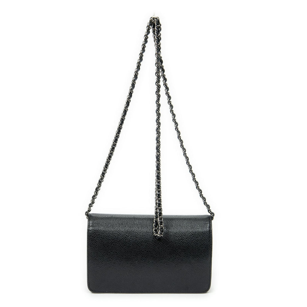 Chanel Classic Chain Wallet Black Quilted Caviar Leather — view 5