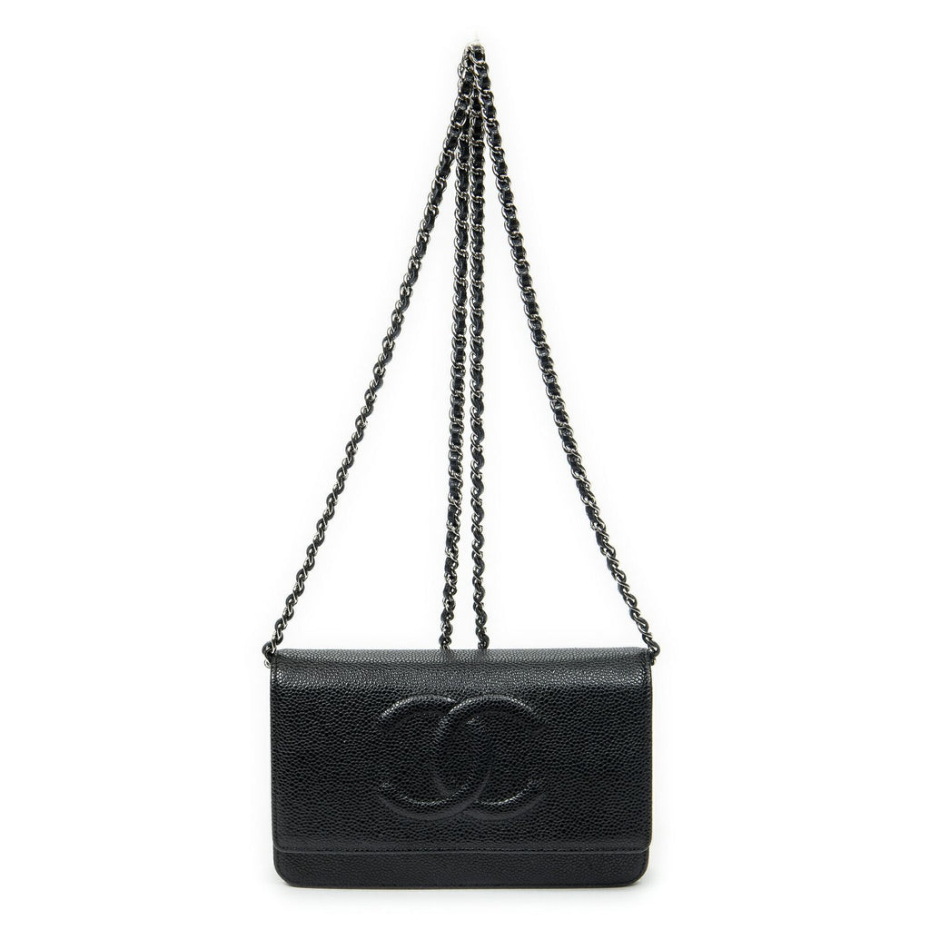 Chanel Classic Chain Wallet Black Quilted Caviar Leather