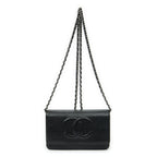 Chanel Classic Chain Wallet Black Quilted Caviar Leather