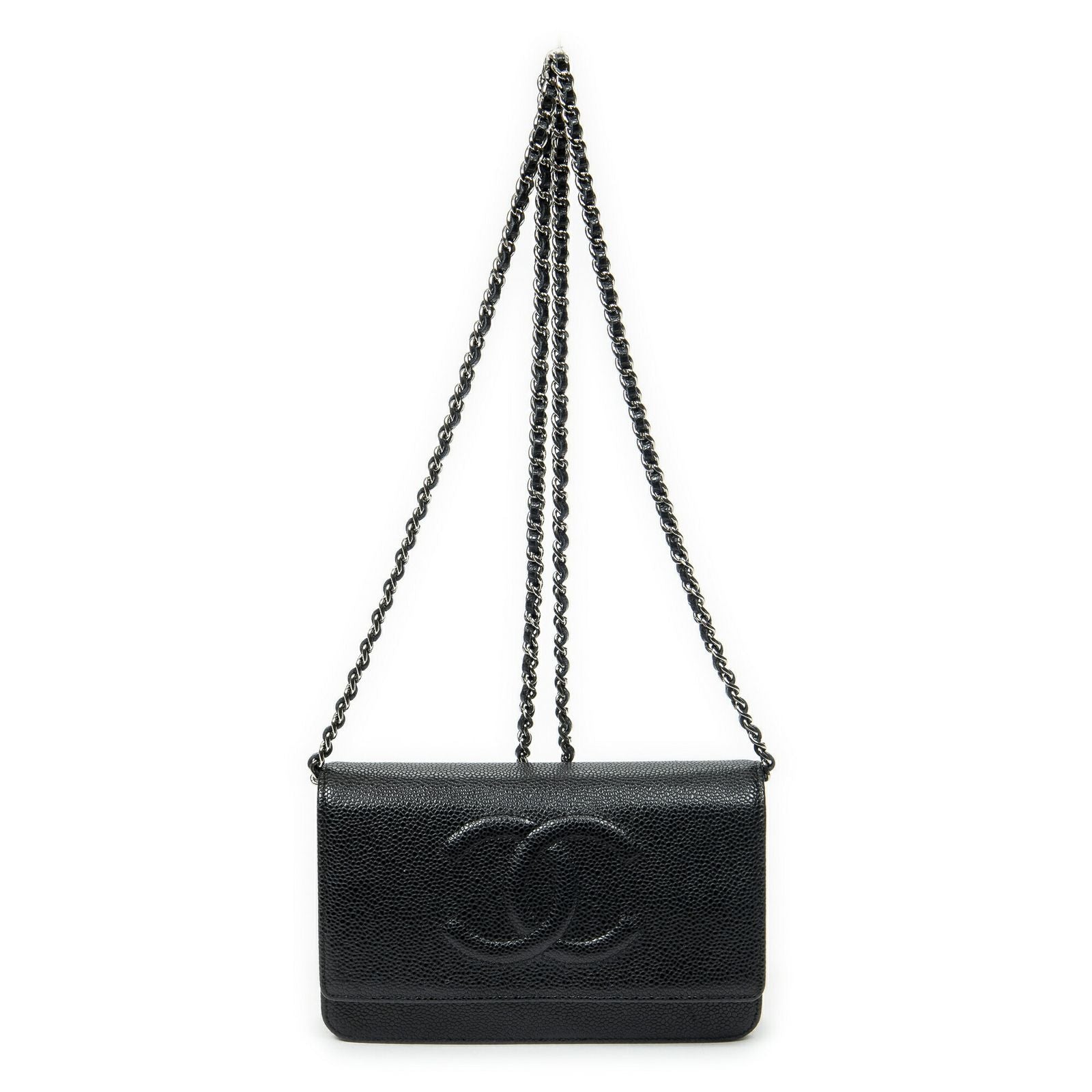Chanel Classic Chain Wallet Black Quilted Caviar Leather