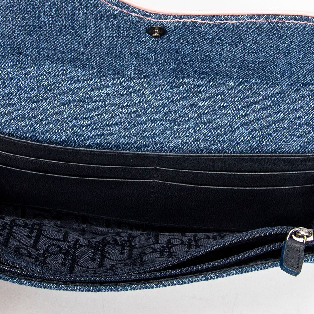 Dior Long Saddle Wallet Blue Denim Canvas — view 5