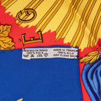 Hermes Scarf Blue Red 100% Gold Twill Silk — view 6