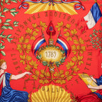 Hermes Scarf Blue Red 100% Gold Twill Silk — view 3