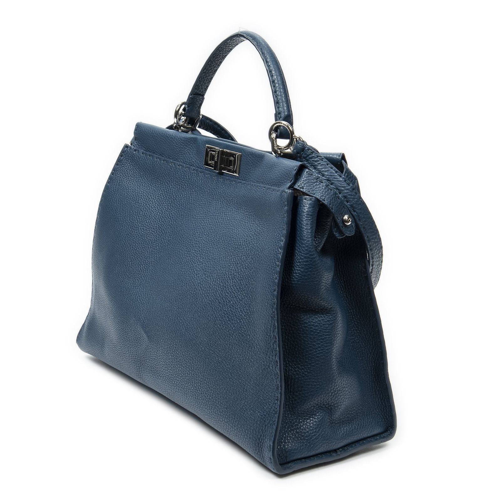 Fendi Large Selleria Peekaboo Blue Leather Messenger — view 2
