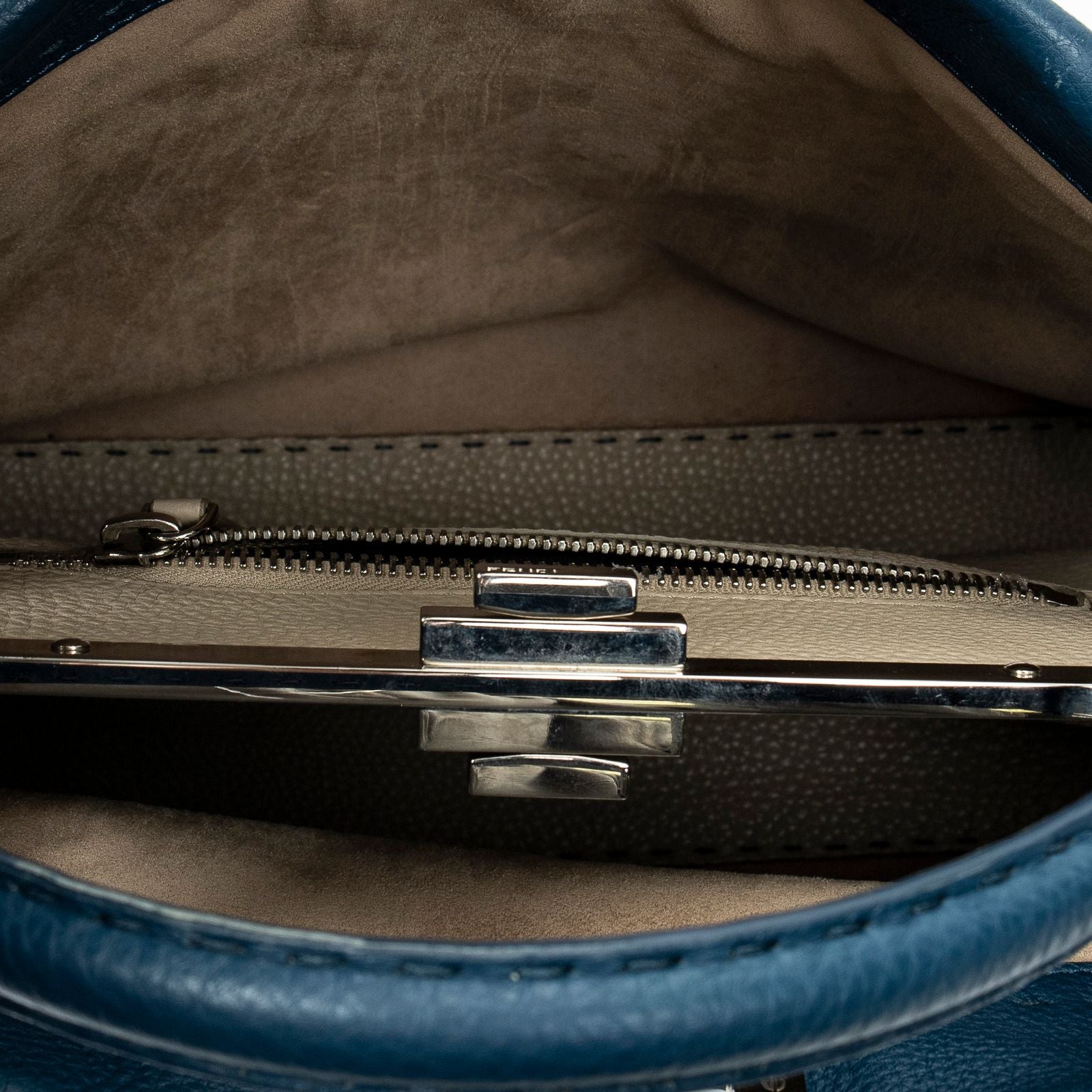 Fendi Large Selleria Peekaboo Blue Leather Messenger — view 9