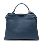Fendi Large Selleria Peekaboo Blue Leather Messenger