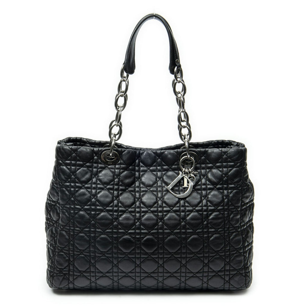 Dior Midi Amsoft Shopping Tote Black Cannage Calfskin Leather