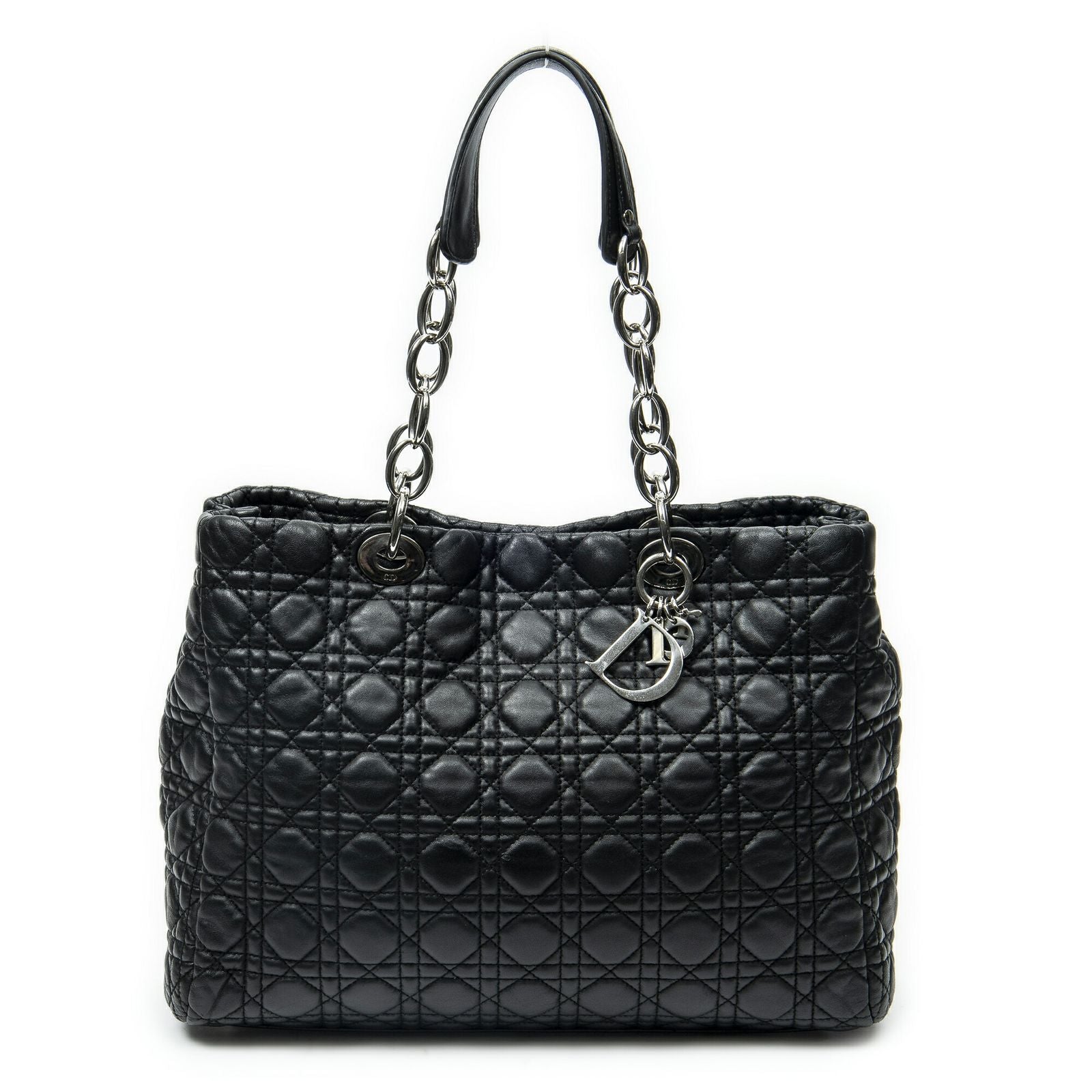 Dior Midi Amsoft Shopping Tote Black Cannage Calfskin Leather