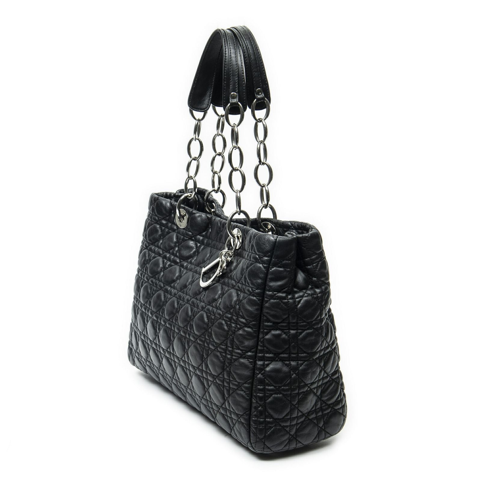 Dior Midi Amsoft Shopping Tote Black Cannage Calfskin Leather — view 2