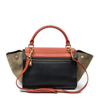 Celine Small Tricolor Trapeze Red Black Taupe Gray Calfskin Leather Messenger — view 5