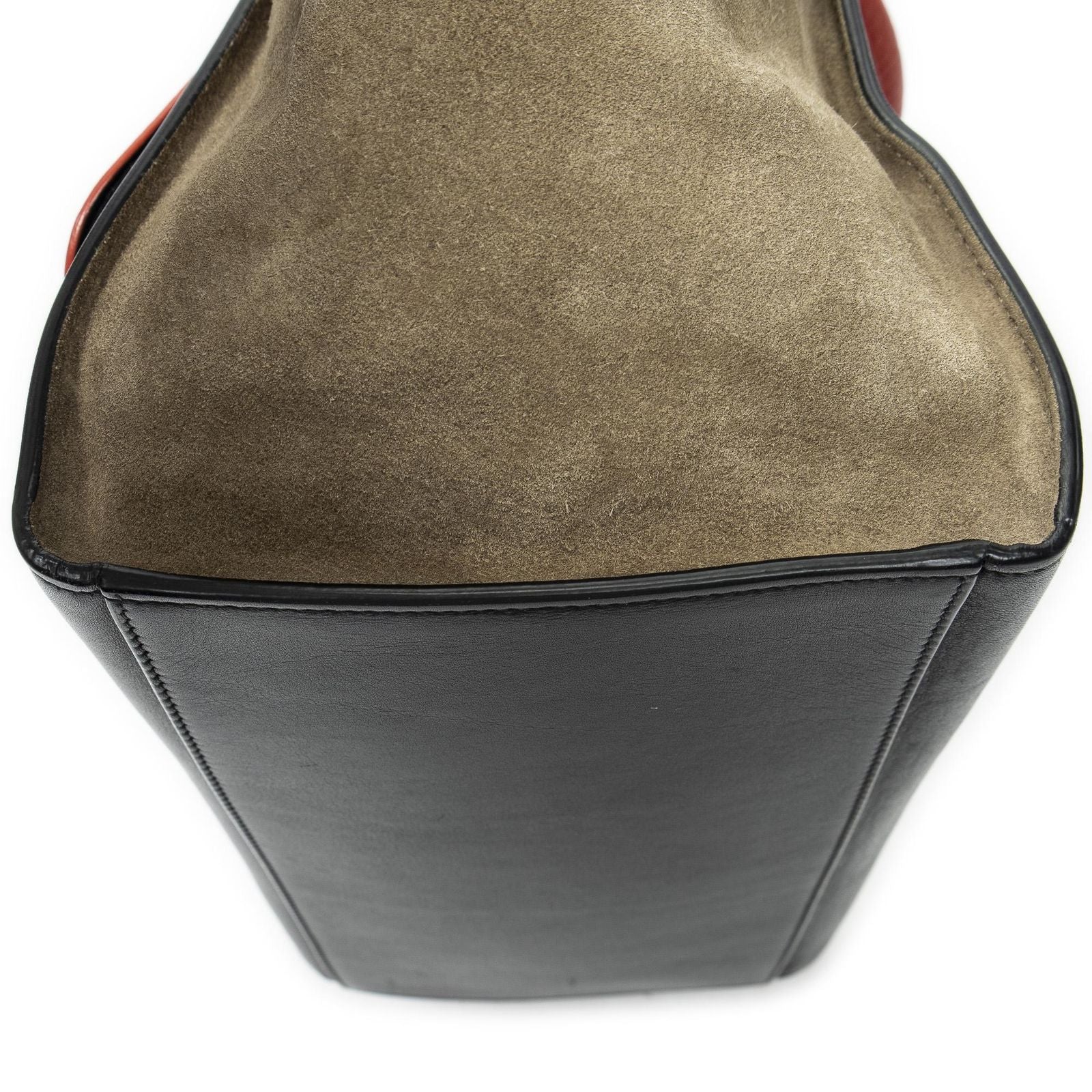 Celine Small Tricolor Trapeze Red Black Taupe Gray Calfskin Leather Messenger — view 8