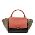 Celine Small Tricolor Trapeze Red Black Taupe Gray Calfskin Leather Messenger