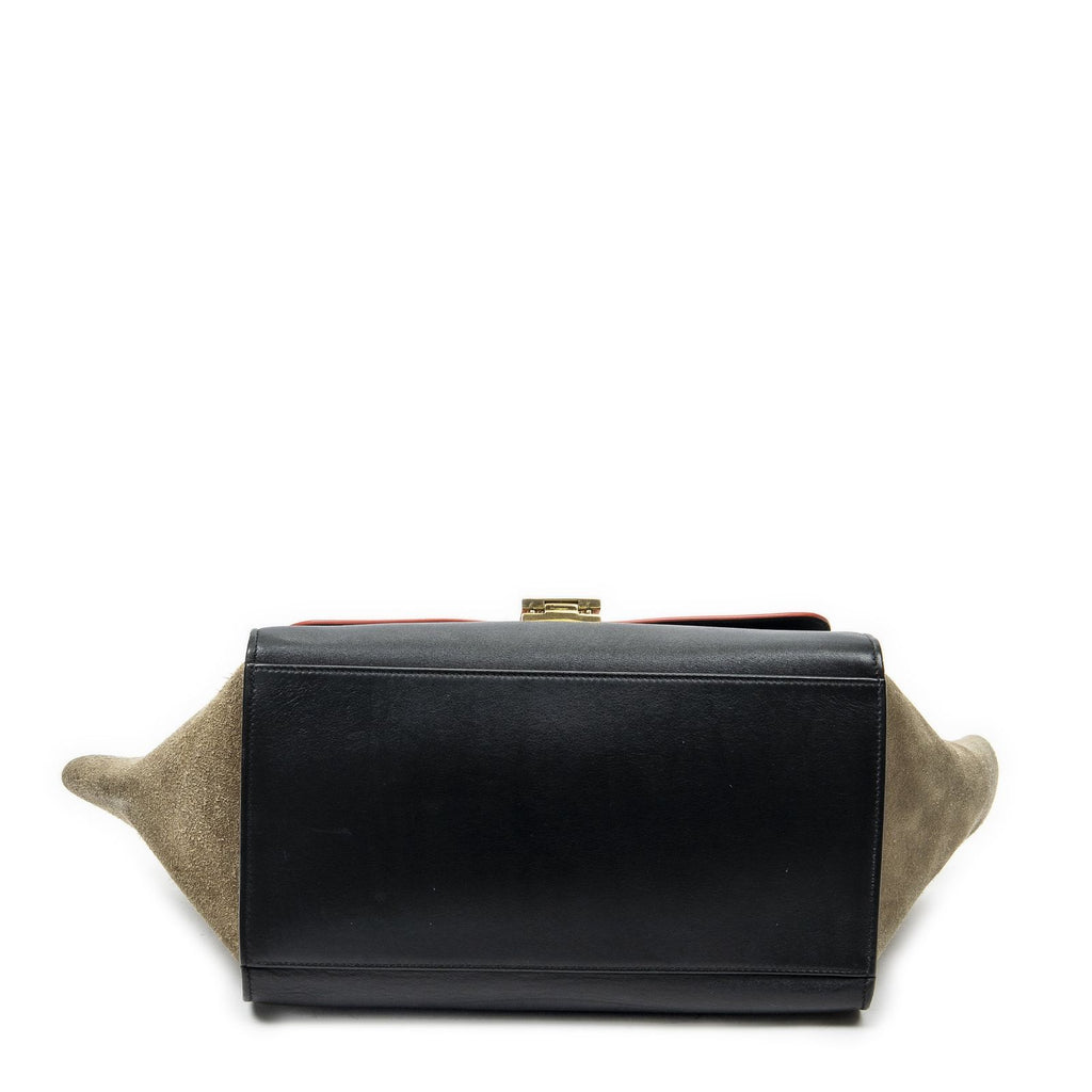 Celine Small Tricolor Trapeze Red Black Taupe Gray Calfskin Leather Messenger — view 6