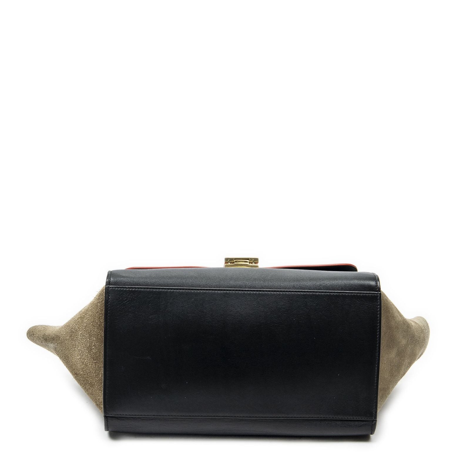Celine Small Tricolor Trapeze Red Black Taupe Gray Calfskin Leather Messenger — view 6