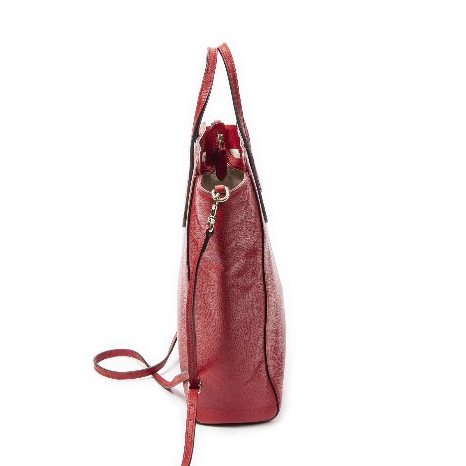 Gucci Swing Top Handle Red Gray Calfskin Leather — view 4
